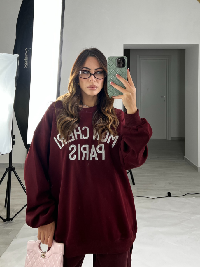 Felpa mon cheri Bordeaux