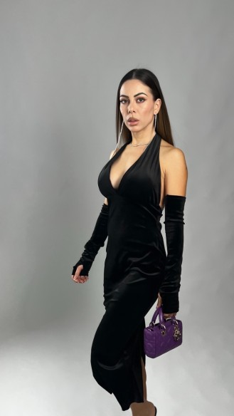 Midi dress manicotti Nero Midi dress manicotti Nero