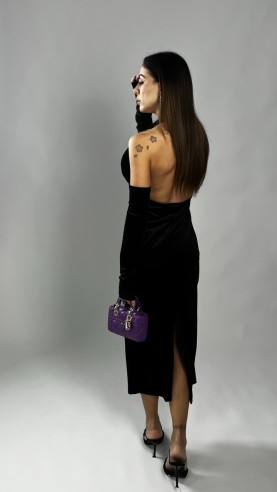 Midi dress manicotti Nero