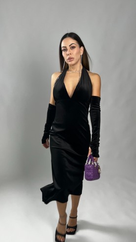 Midi dress manicotti Nero