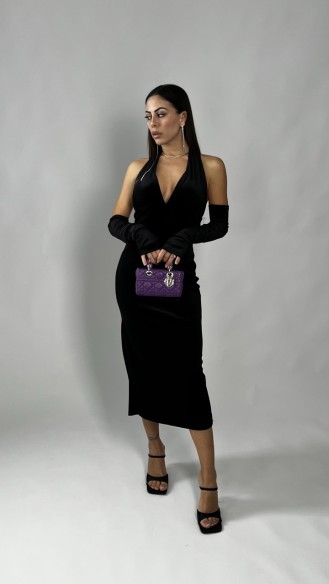 Midi dress manicotti Nero Midi dress manicotti Nero