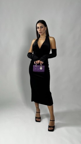 Midi dress manicotti Nero