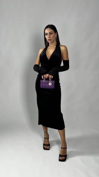 Midi dress manicotti Nero Midi dress manicotti Nero
