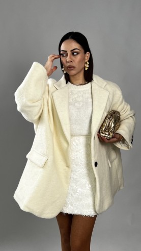 Blazer bouclè crema