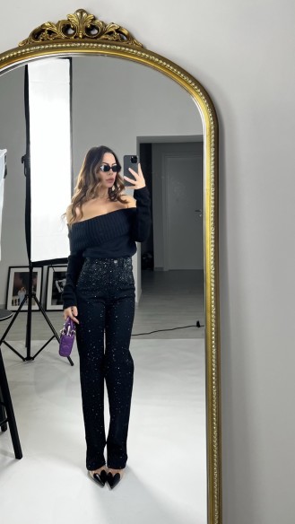 Denim microstrass Nero Denim microstrass Nero