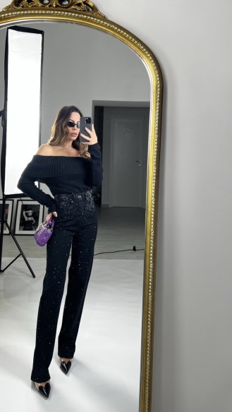 Denim microstrass Nero Denim microstrass Nero