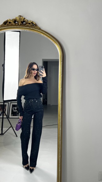 Denim microstrass Nero Denim microstrass Nero